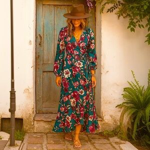 Band of the Free Boho Floral Wrap Dress